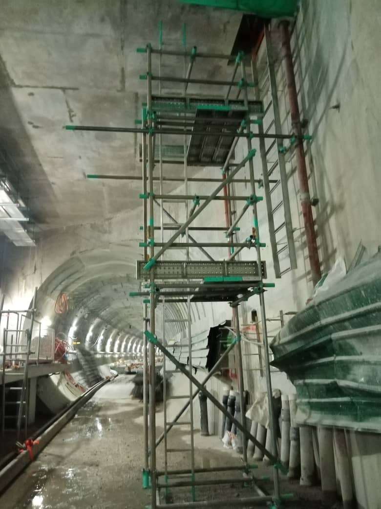 Tubular Scaffold Tower For MRT Line II Underground Station